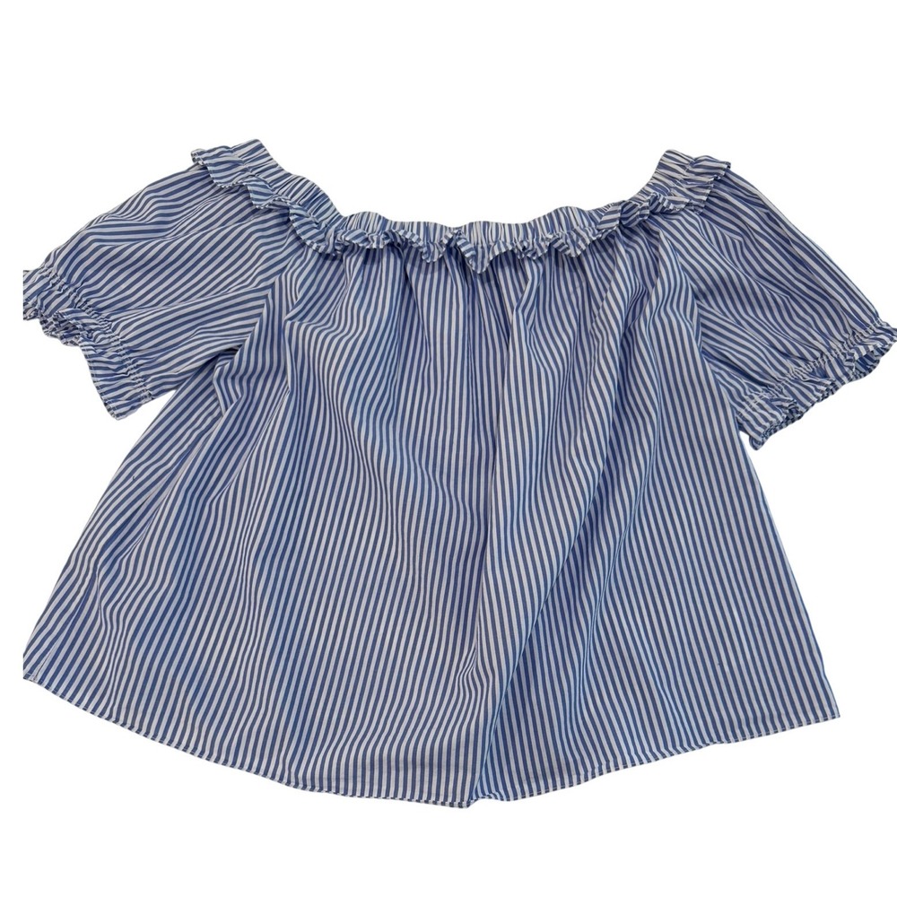 Vineyard Vines Target Blue White Striped Off Shoulder Ruffle Top Plus Size 1X